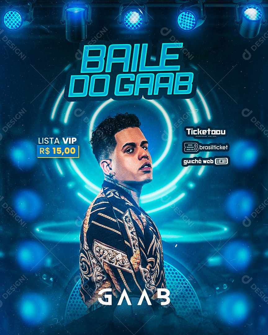 Baile Do Gaab Flyer Mc Gaab Social Media PSD Editável