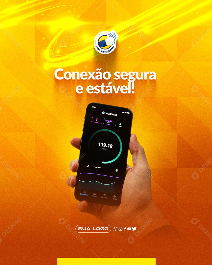 Social Media Conexão Segura E Estável Internet PSD Editável