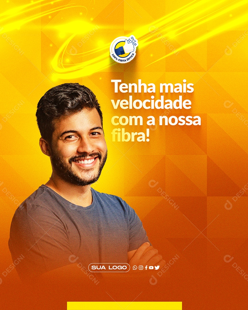 Social Media Mais Velocidade Com A Nossa Fibra Internet PSD Editável