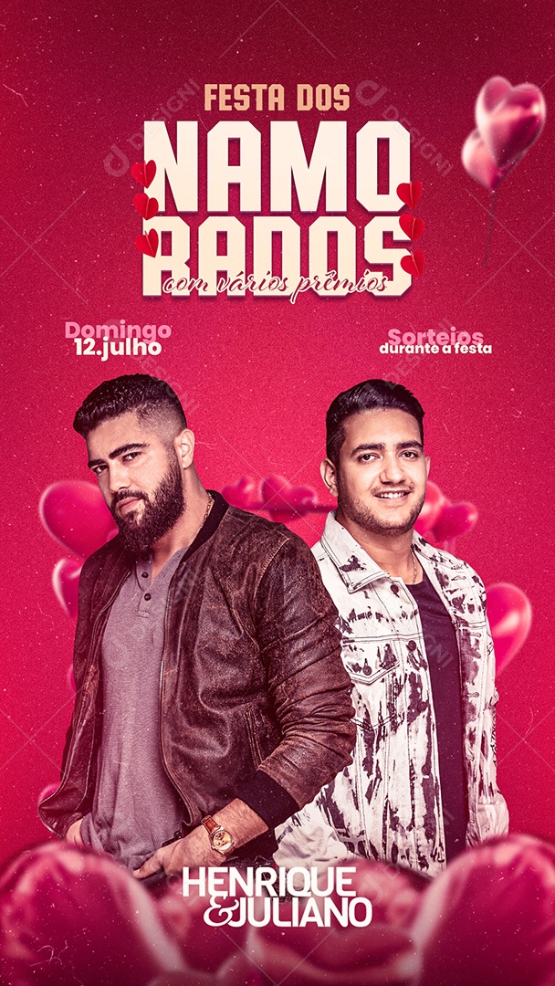 Story Festa Dos Namorados Flyer Henrique e Juliano Social Media PSD Editável