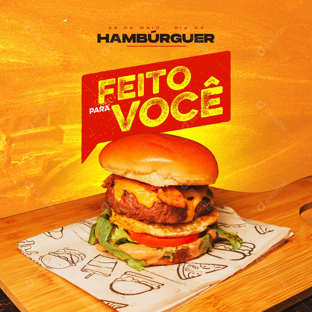 Dia Do Hambúrguer Feito Para Você Social Media PSD Editável