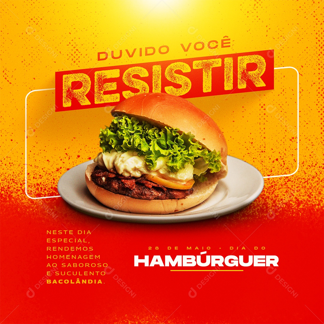 Dia Do Hambúrguer Duvido Você Resistir Social Media PSD Editável