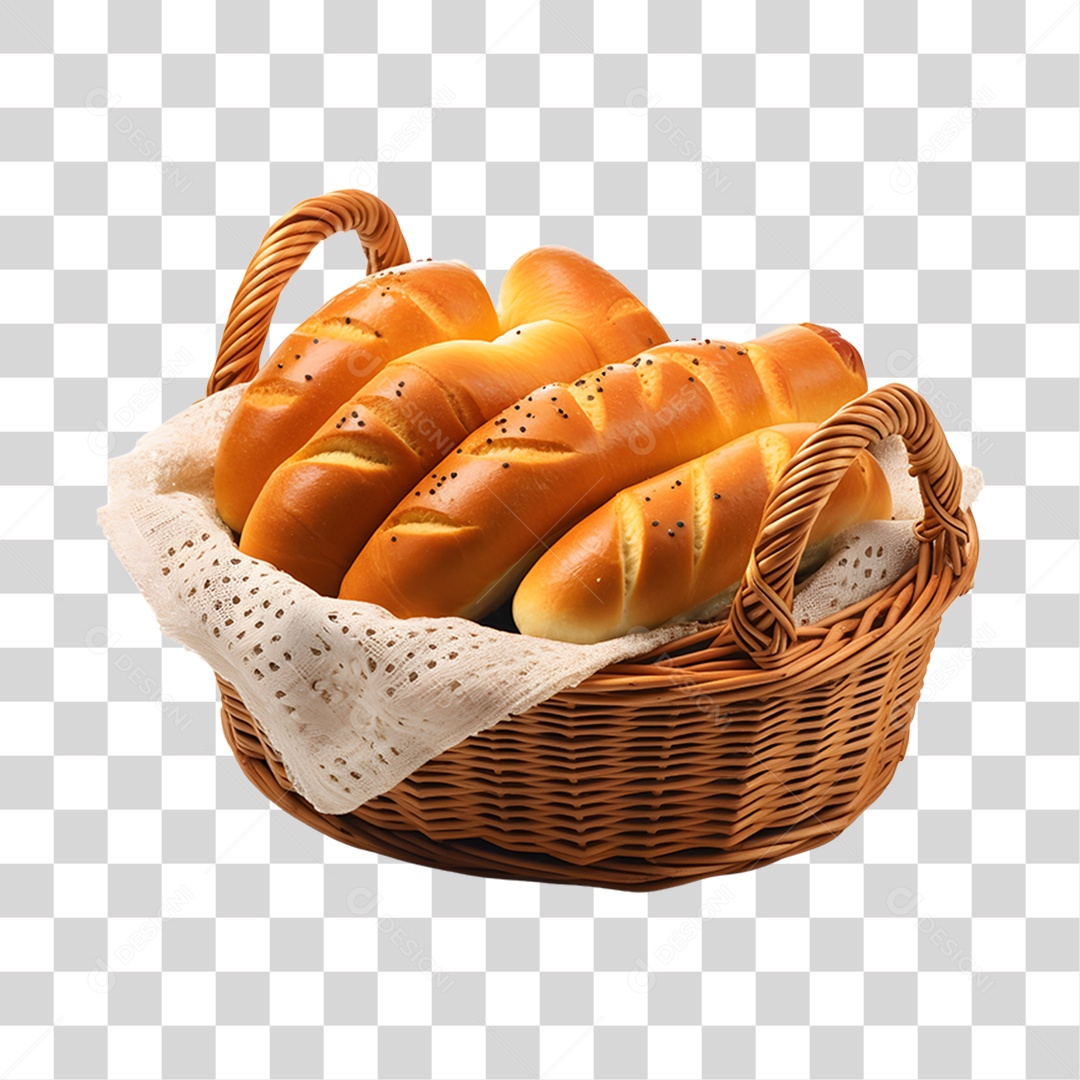 Pães assado sobre uma cesta PNG Transparente