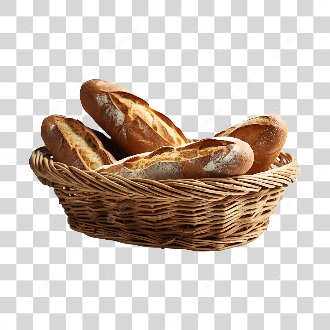 Pães assado sobre uma cesta PNG Transparente