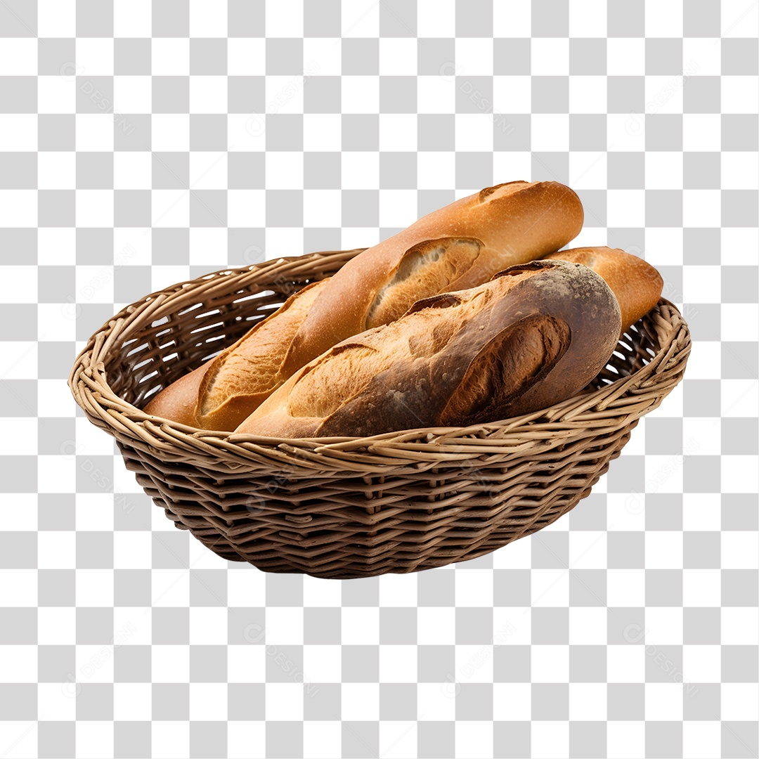 Pães assado sobre uma cesta PNG Transparente