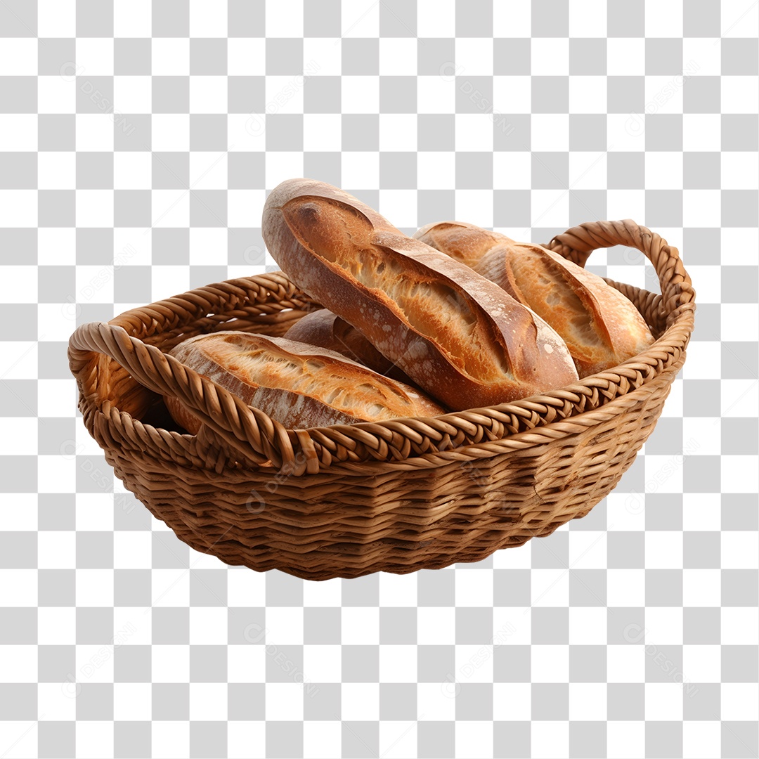 Pães assado sobre uma cesta PNG Transparente