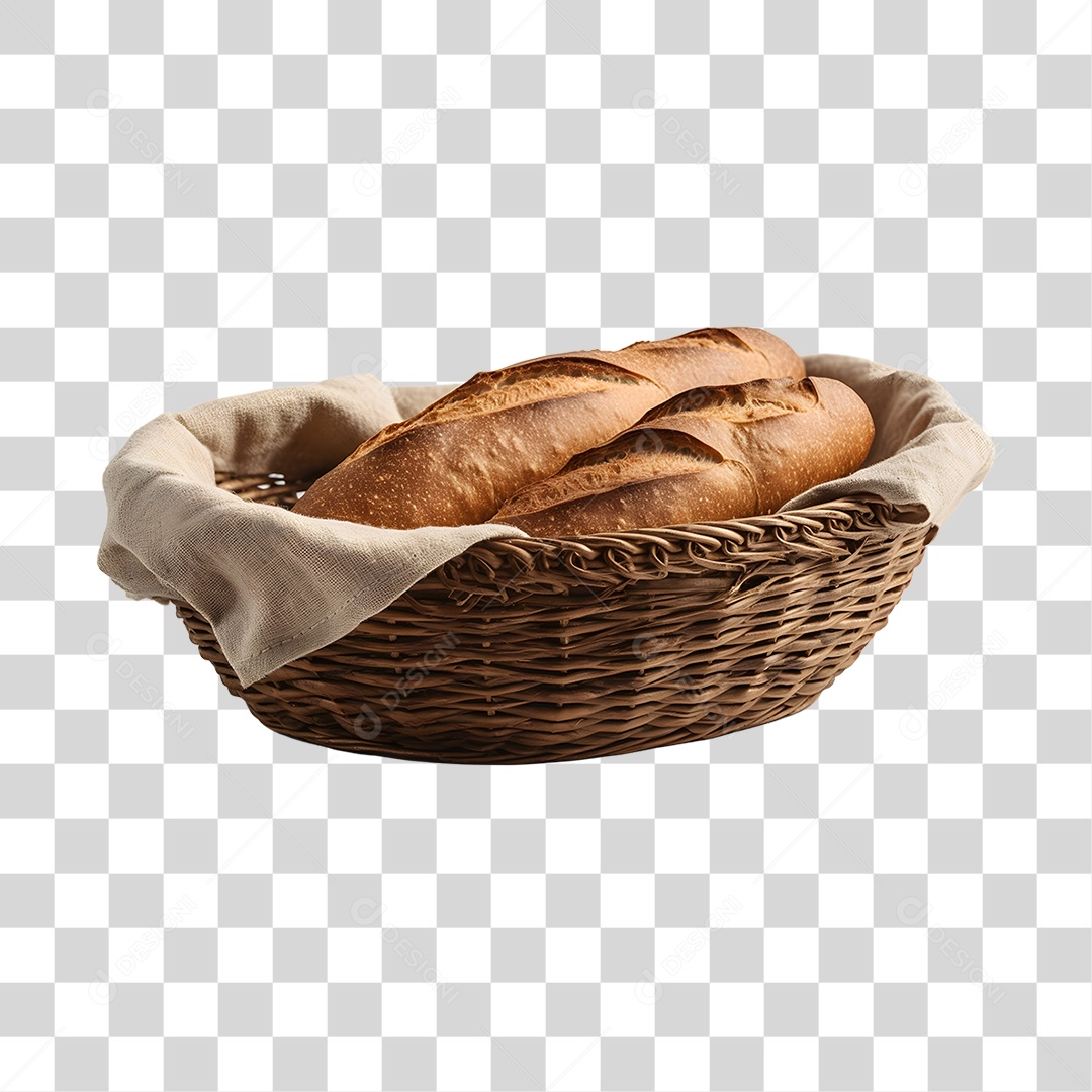 Pães assado sobre uma cesta PNG Transparente
