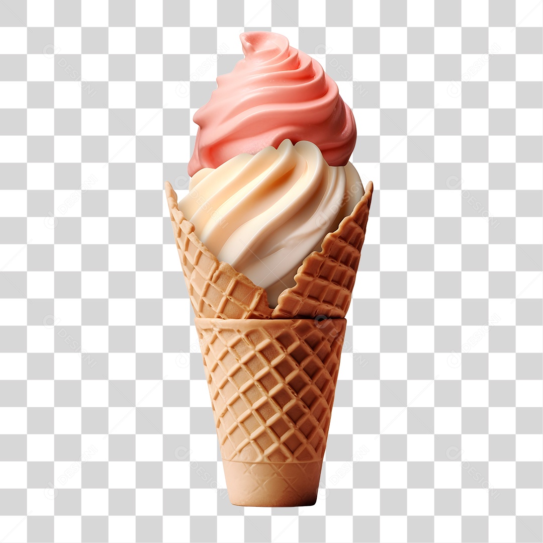 Sorvete de casquinha delicioso e saboroso PNG Transparente