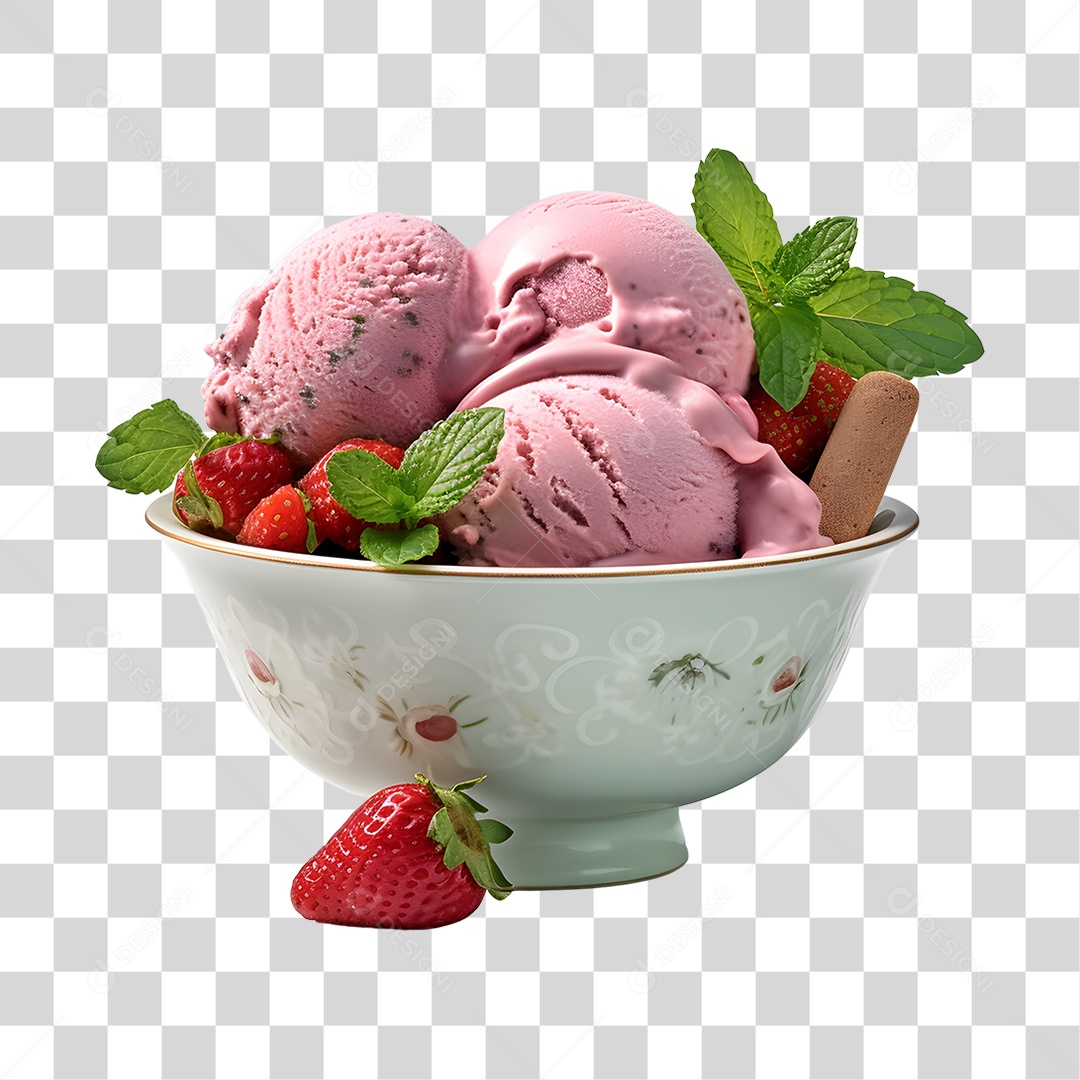 Sorvete sobre tigela delicioso e saboroso PNG Transparente