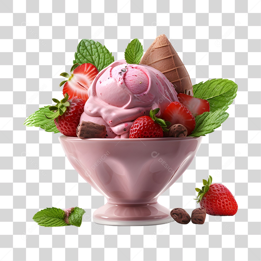 Sorvete sobre tigela delicioso e saboroso PNG Transparente