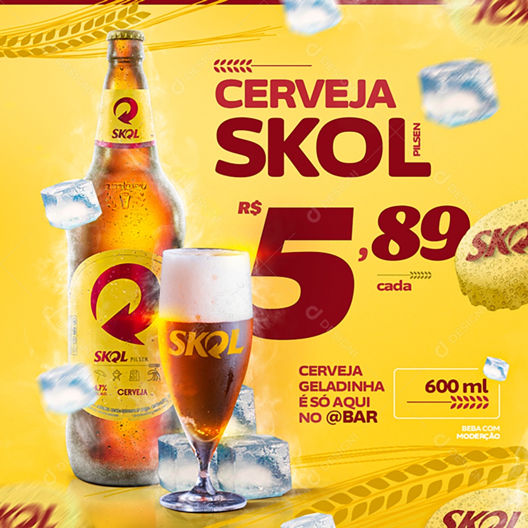 Cerveja Skol Pilsen Venha Conferir Social Media PSD Editável