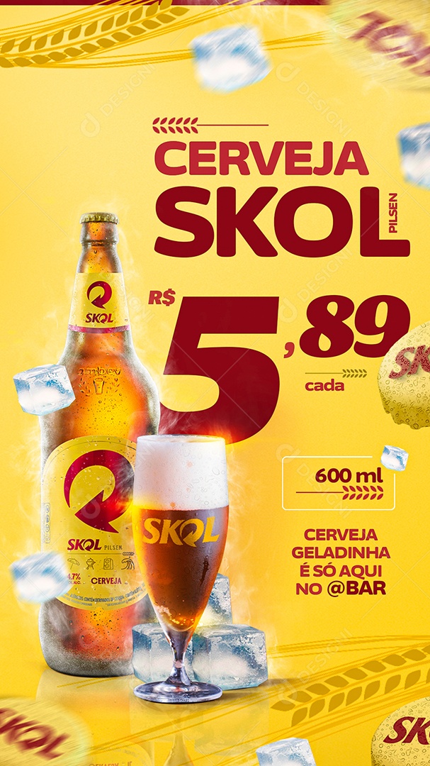 Story Cerveja Skol Pilsen Venha Conferir Social Media PSD Editável