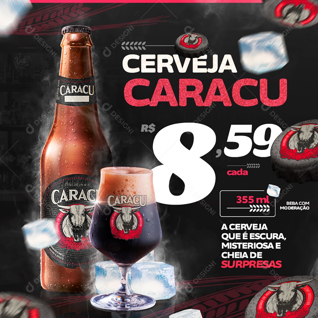 Cerveja Caracu Venha Conferir Social Media PSD Editável