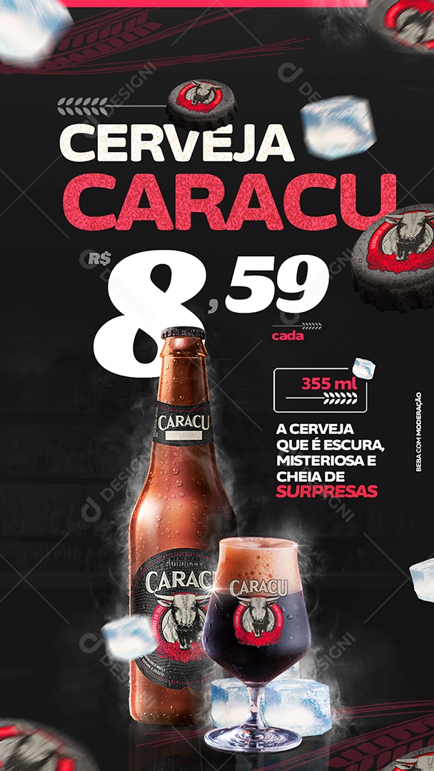 Story Cerveja Caracu Venha Conferir Social Media PSD Editável