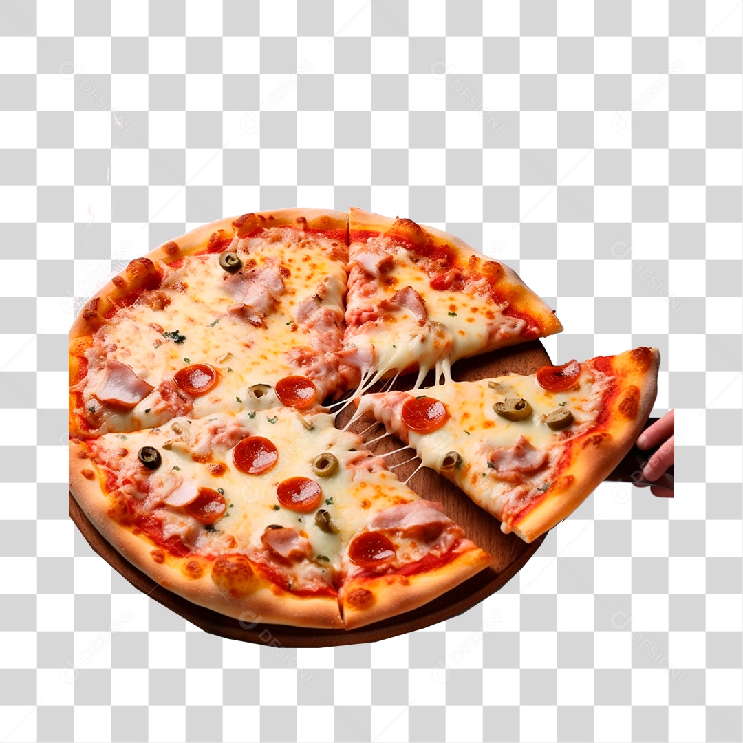 Elemento 3D Pizza Cortada PNG Transparente