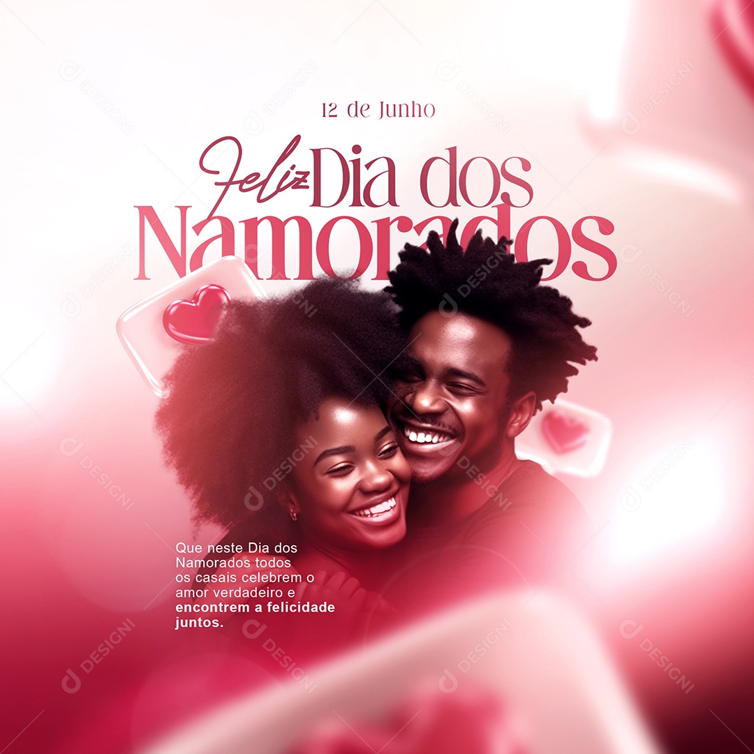 Feliz Dia Dos Namorados 12 de Junho Que Neste Dia Dos Namorados Todos os Casais Celebrem o Amor Verdadeiro e Encontrem a Felicidade Juntos Social Media PSD Editável