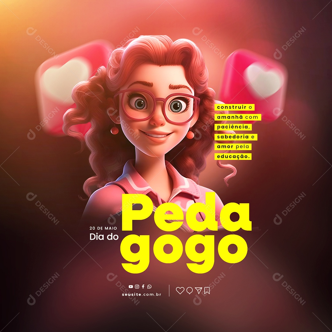 Construir O Amanhã Com Paciência Dia Do Pedagogo Social Media PSD Editável