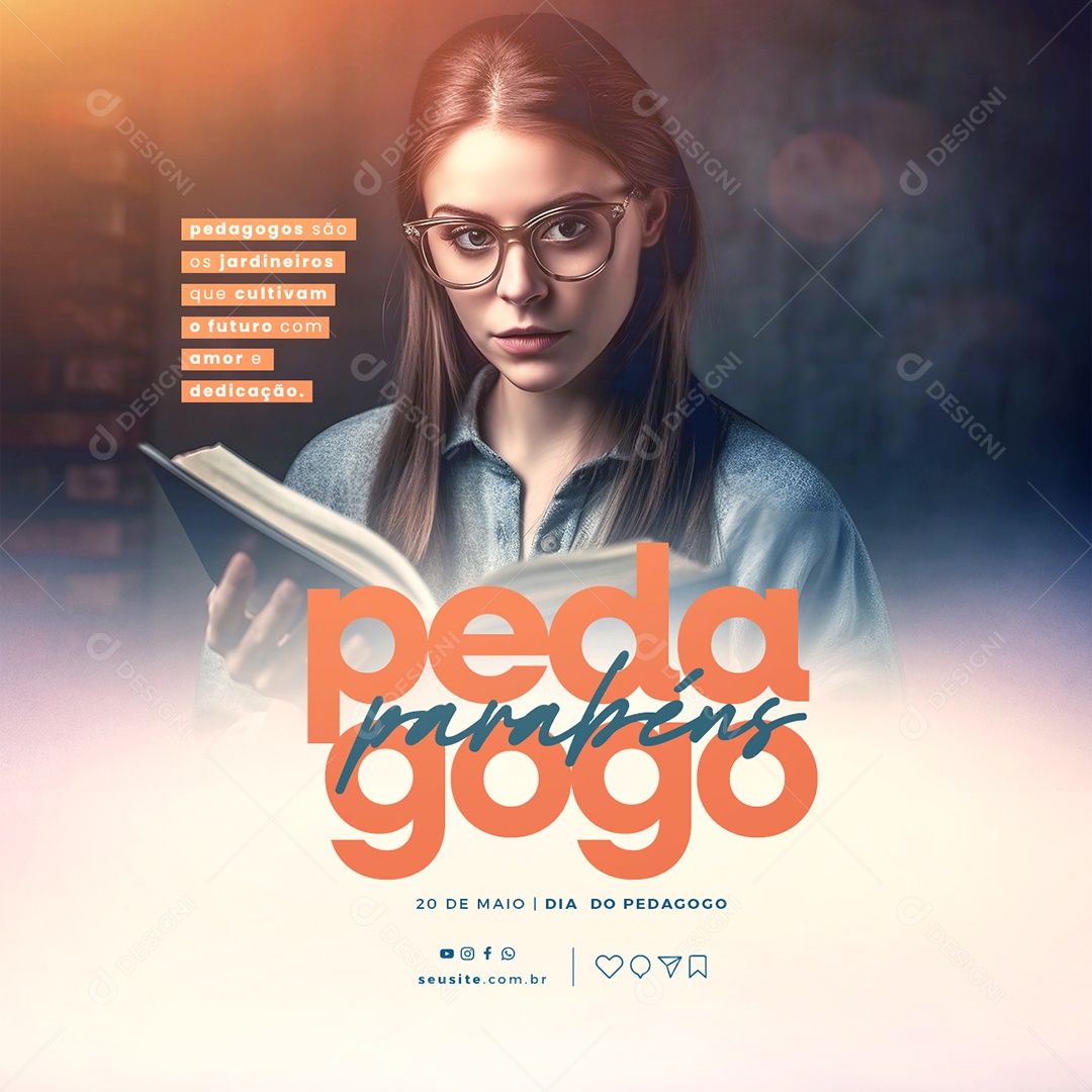 Parabéns Dia Do Pedagogo 20 De Maio Social Media PSD Editável