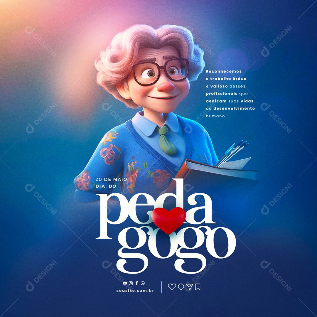 Dia Do Pedagogo 20 De Maio Social Media PSD Editável