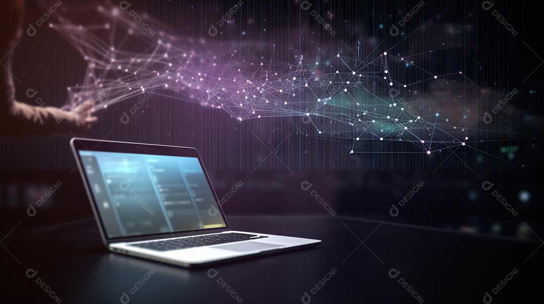 Imagem de computador com fundo tecnológico