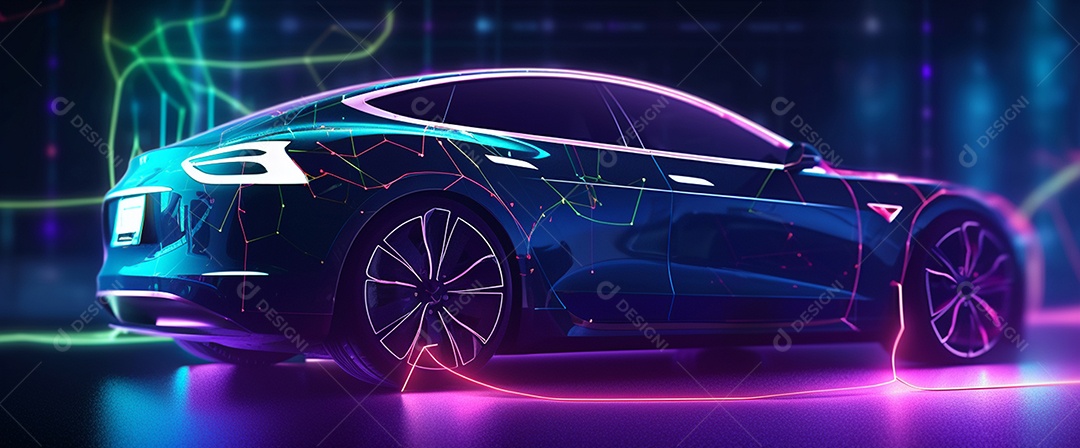 Imagem de banner futurista de carro elétrico
