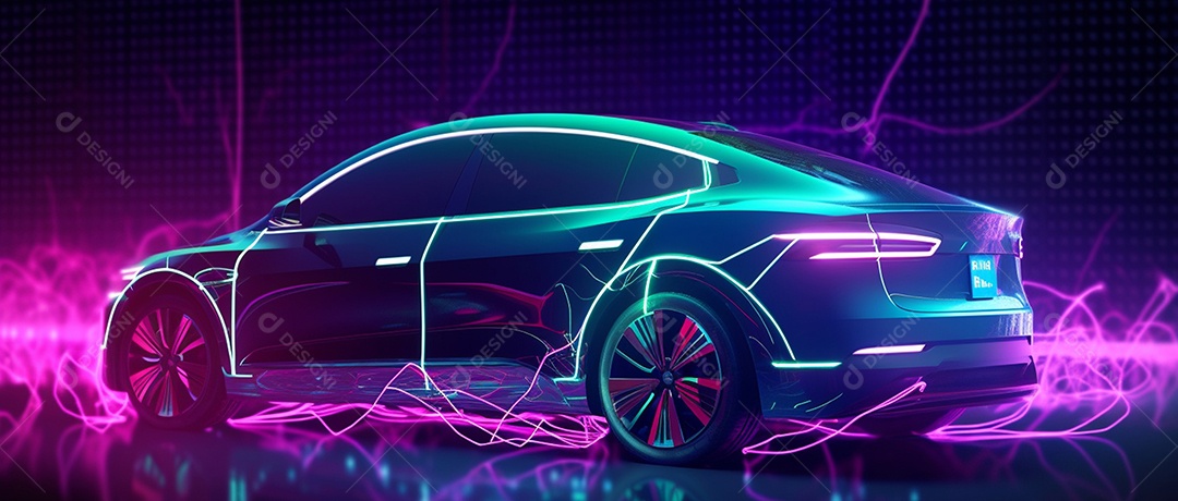 Imagem de banner futurista de carro elétrico