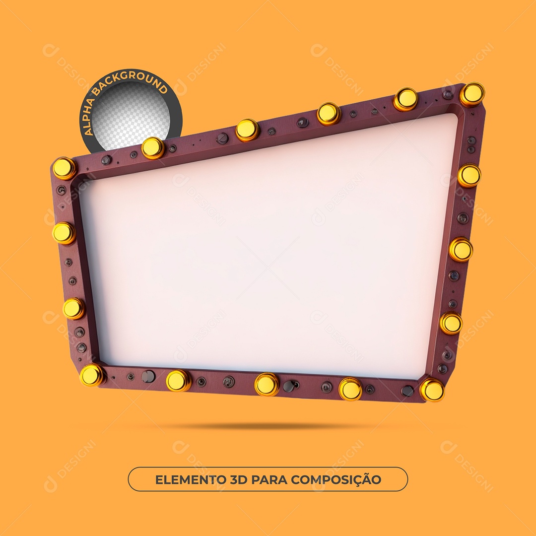 Painel Com Moldura De Luzes Elemento 3D Para Composição PSD