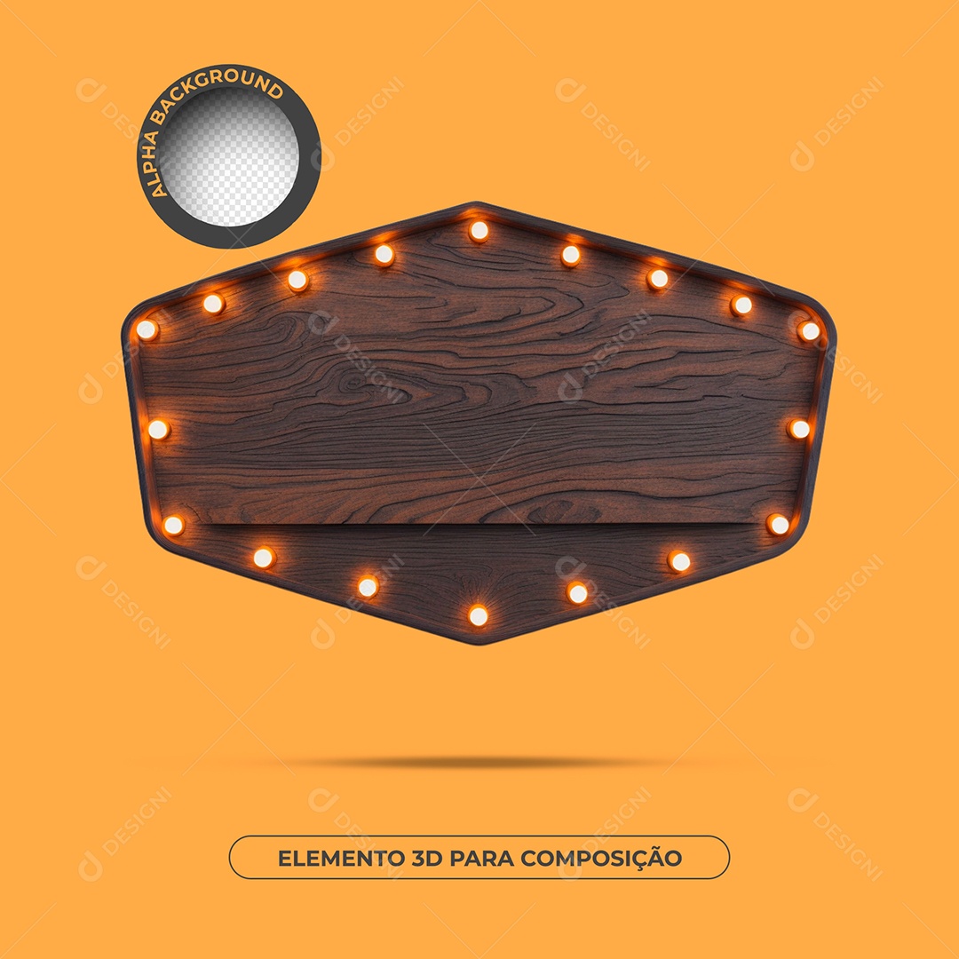 Painel De Madeira Com Luzes Elemento 3D Para Composição PSD