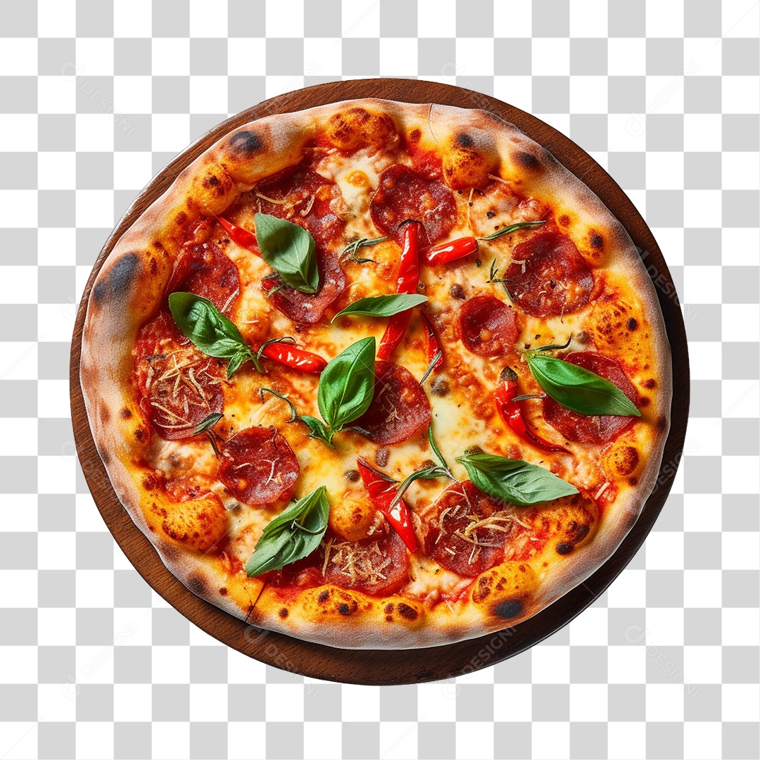 Deliciosa Pizza Doce Sobre Tábua de Madeira PNG Transparente