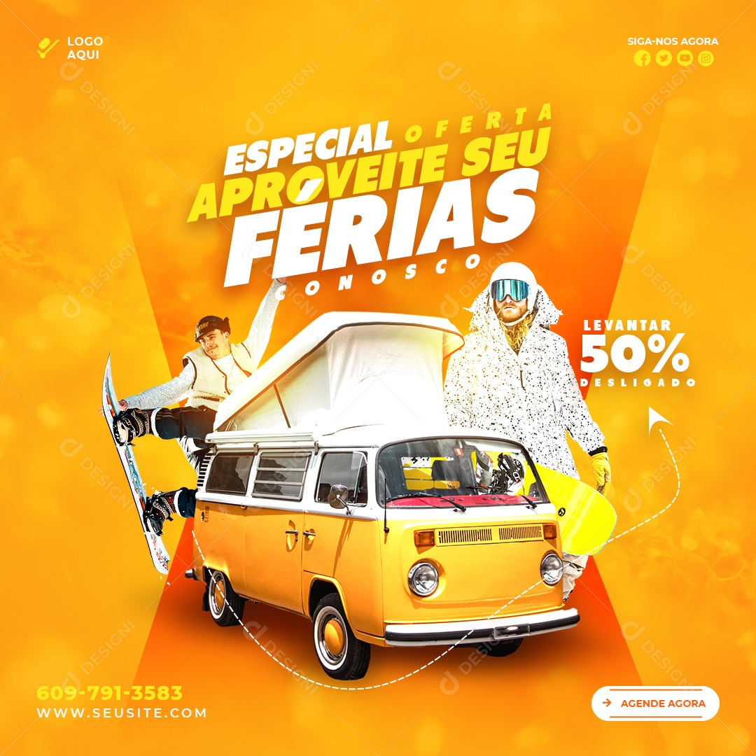 Oferta Especial Aproveite Suas Férias Social Media PSD Editável