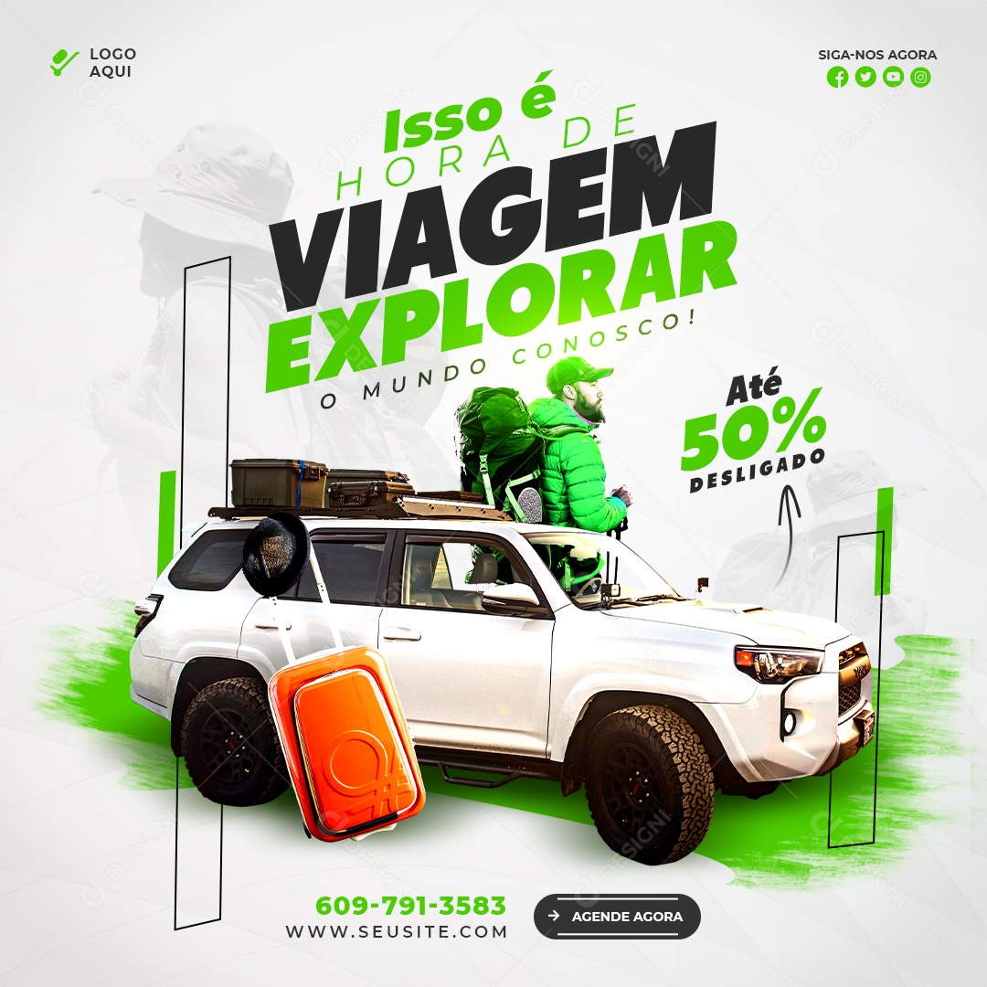 Explore o Mundo Conosco Social Media PSD Editável