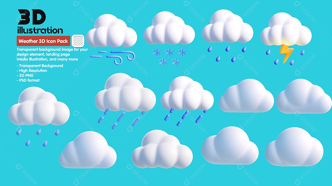 Ilustração De Clima Chuva Elemento 3D Para Composição PSD