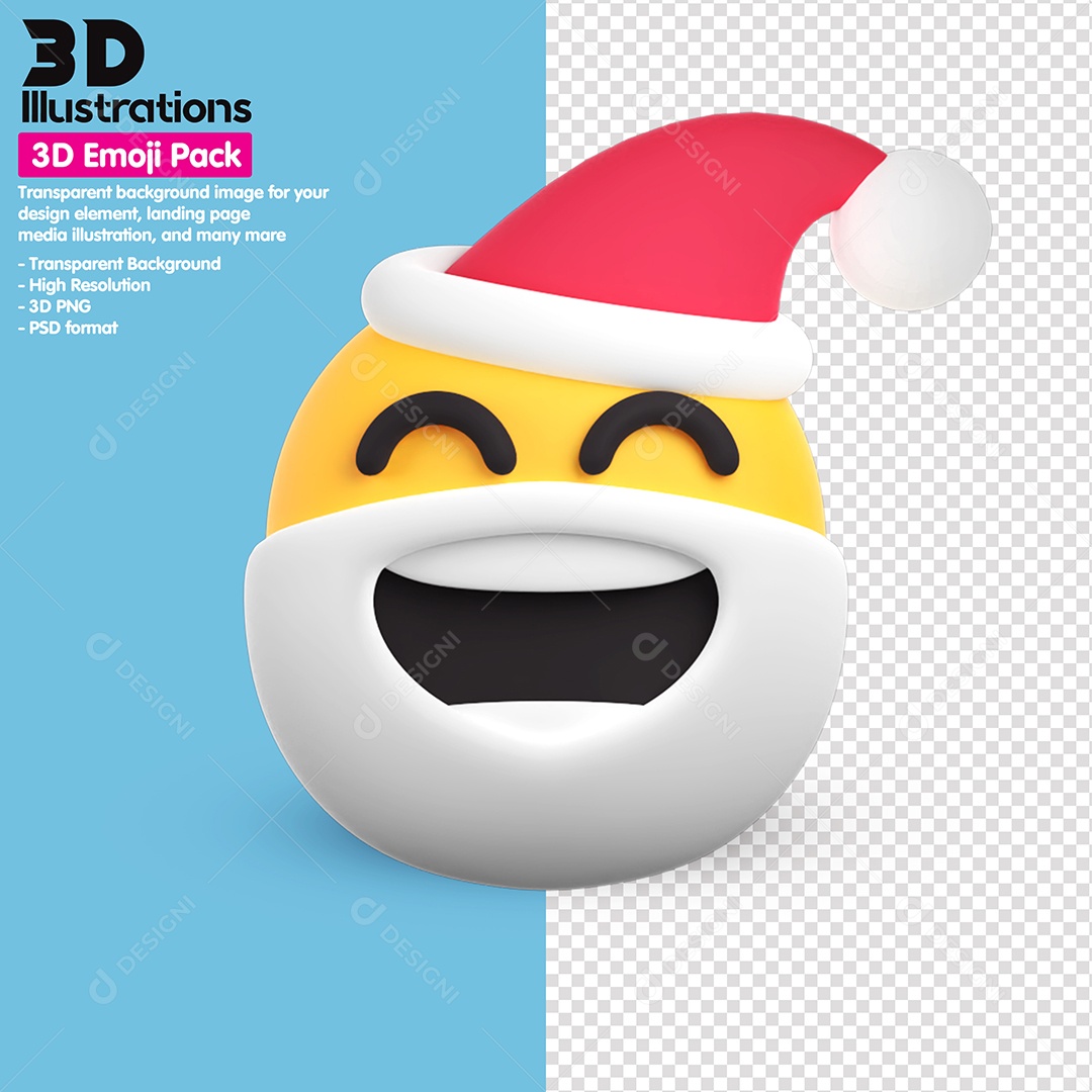 Emoji De Papai Noel Elemento 3D Para Composição PSD
