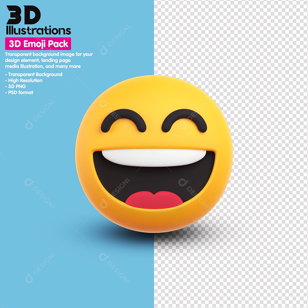 Emoji Feliz Elemento 3D Para Composição PSD