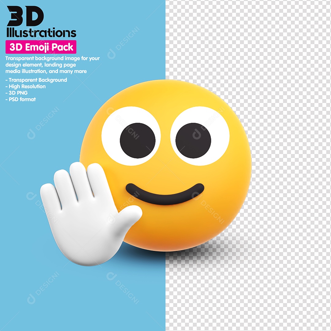 Emoji Acenando Elemento 3D Para Composição PSD