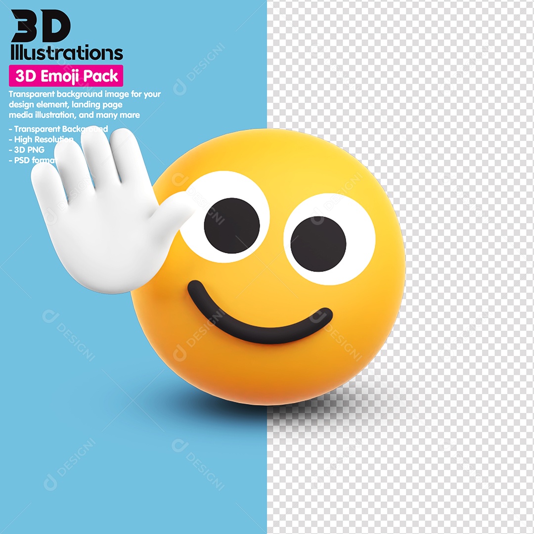 Emoji Acenando Elemento 3D Para Composição PSD
