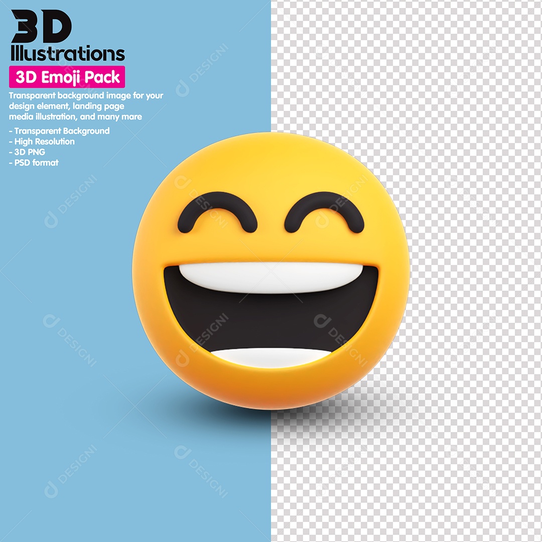 Emoji Feliz Elemento 3D Para Composição PSD
