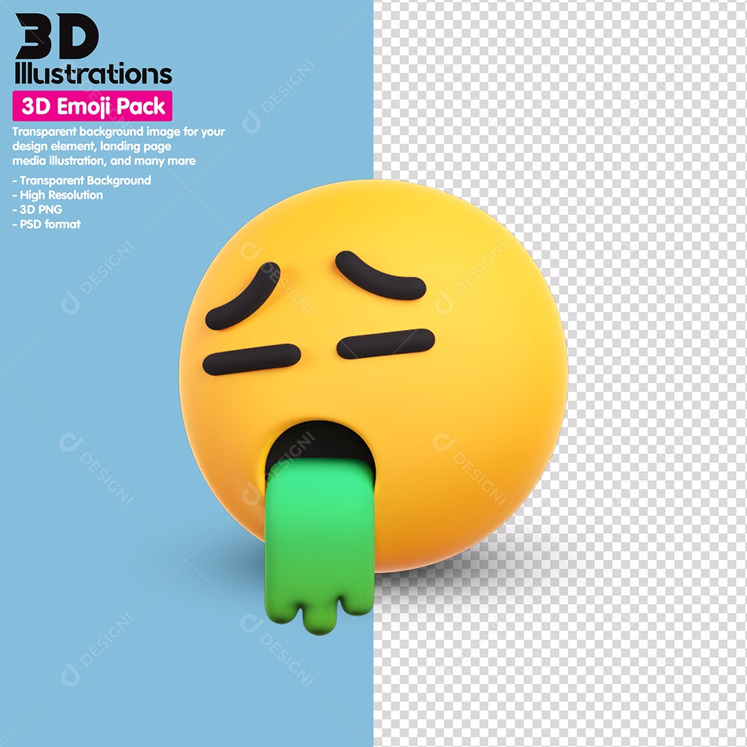 Emoji Enjoado Elemento 3D Para Composição PSD