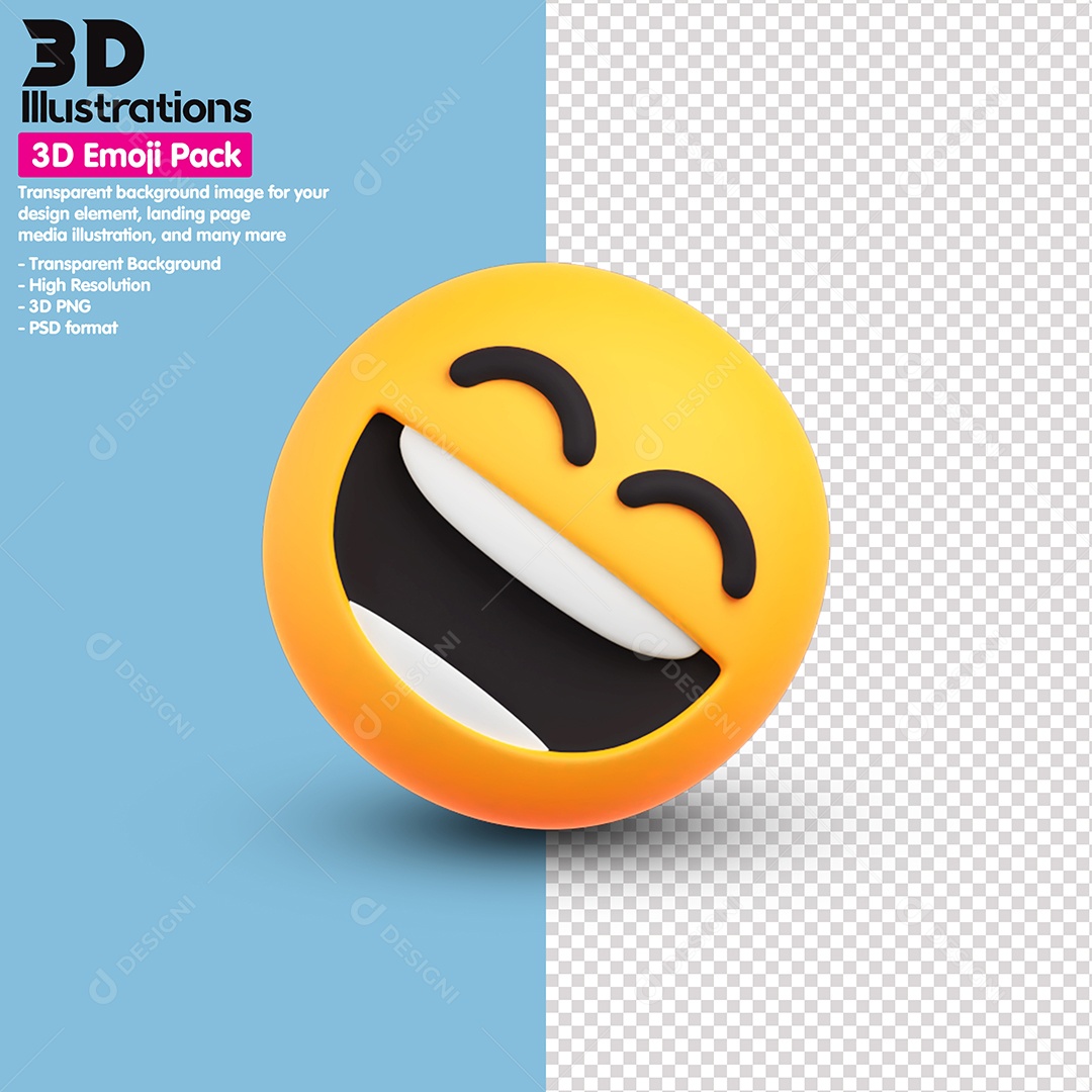 Emoji Muito Feliz Elemento 3D Para Composição PSD