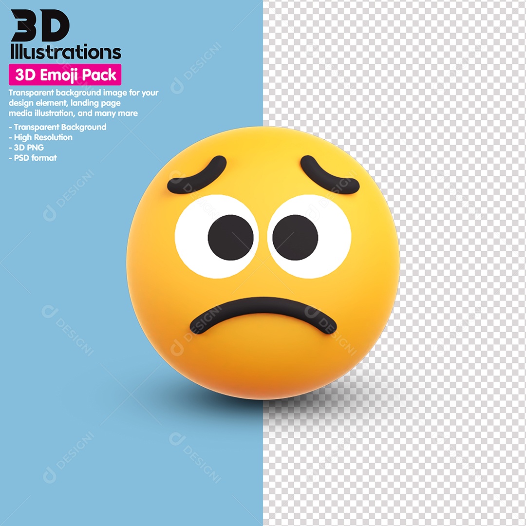 Emoji Triste Elemento 3D Para Composição PSD