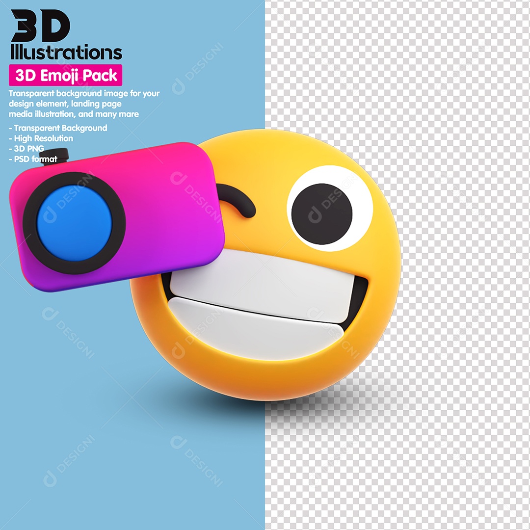 Emoji Com Uma Câmera 3D Para Composição PSD