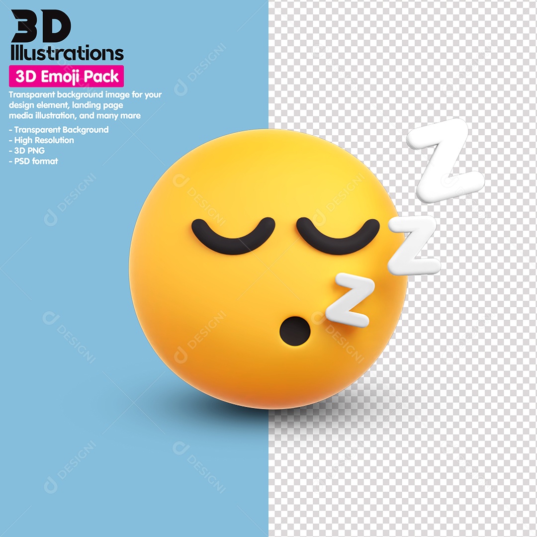Emoji Com Sono Elemento 3D Para Composição PSD