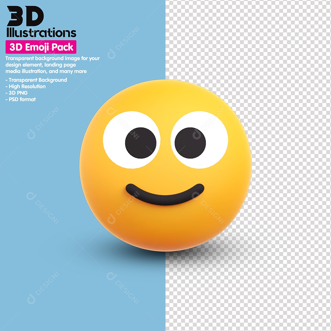 Emoji Feliz Elemento 3D Para Composição PSD