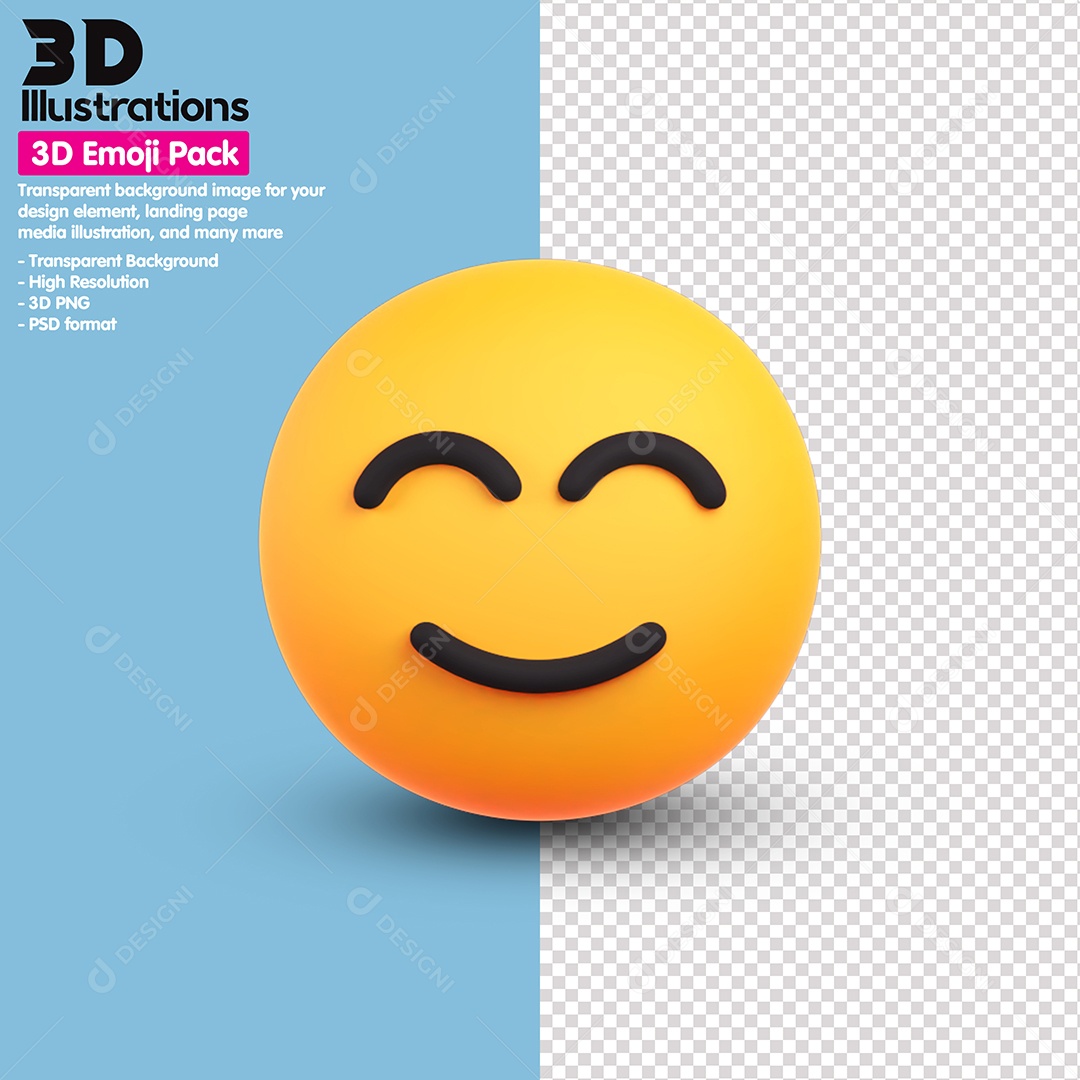 Emoji Contente Elemento 3D Para Composição PSD