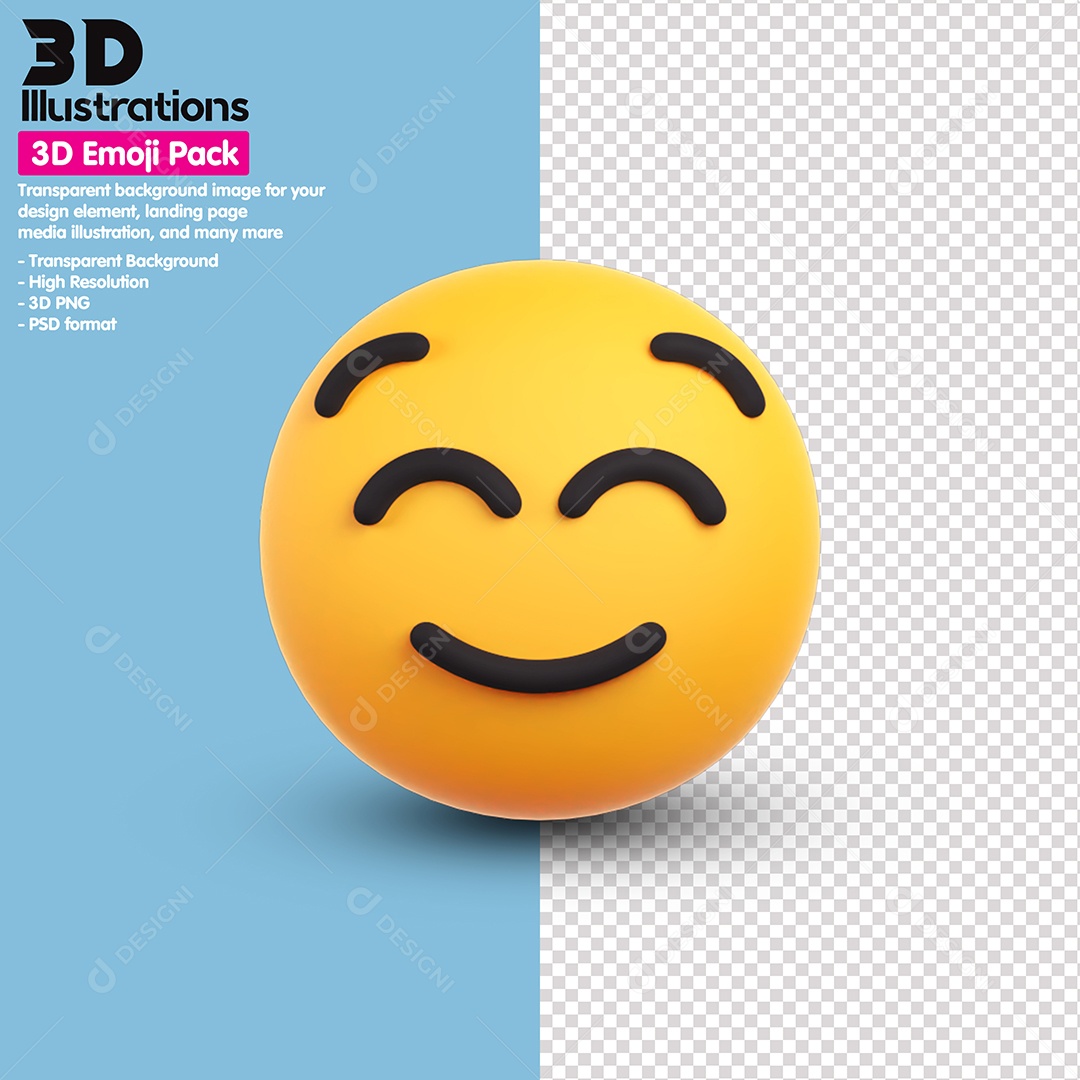 Emoji Contente Elemento 3D Para Composição PSD