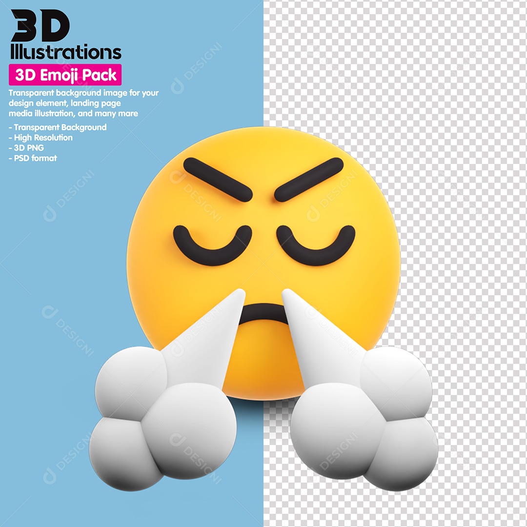 Emoji Zangado Elemento 3D Para Composição PSD