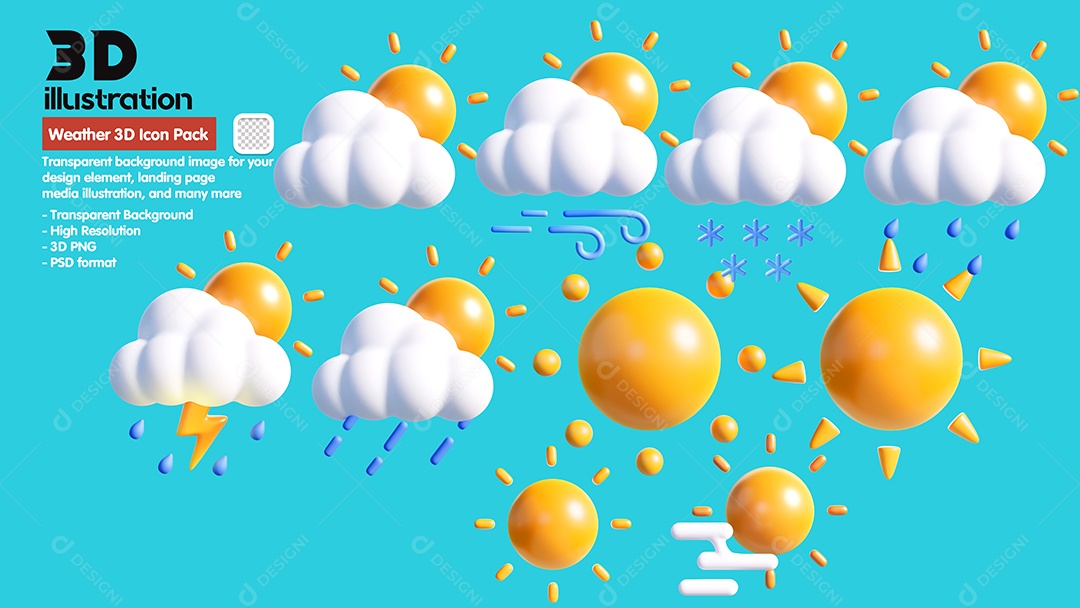 Ilustração De Clima Ensolarado Elemento 3D Para Composição PSD