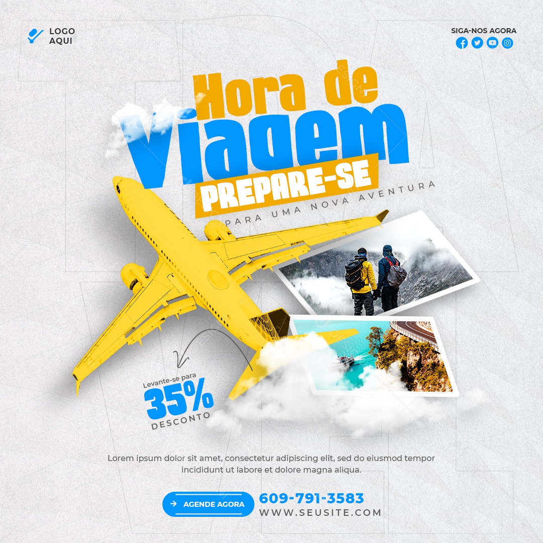 Prepare-se Para Sua Viagem Social Medias PSD Editável