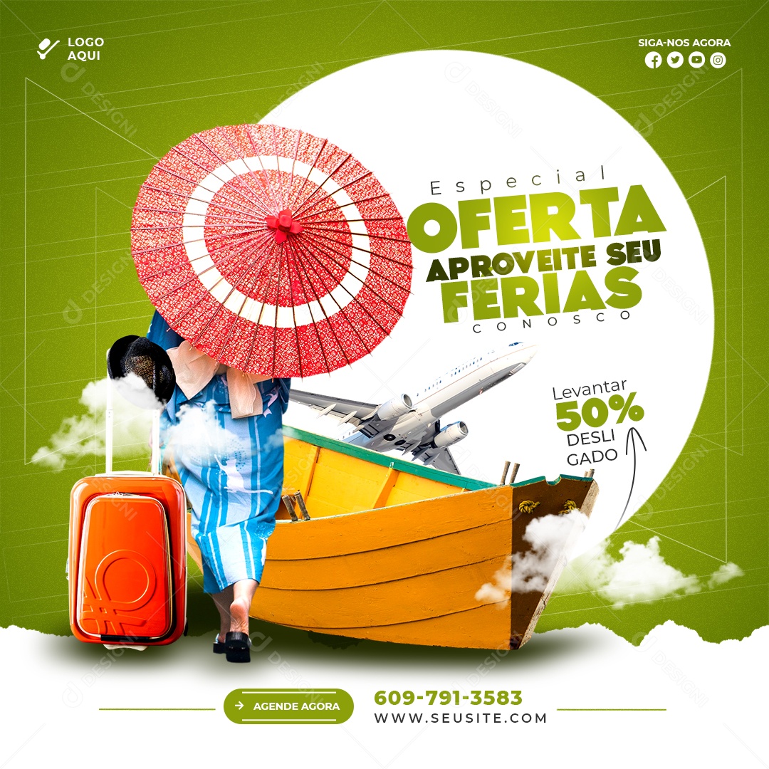 Especial de Ofertas Aproveite Suas Férias Social Media PSD Editável