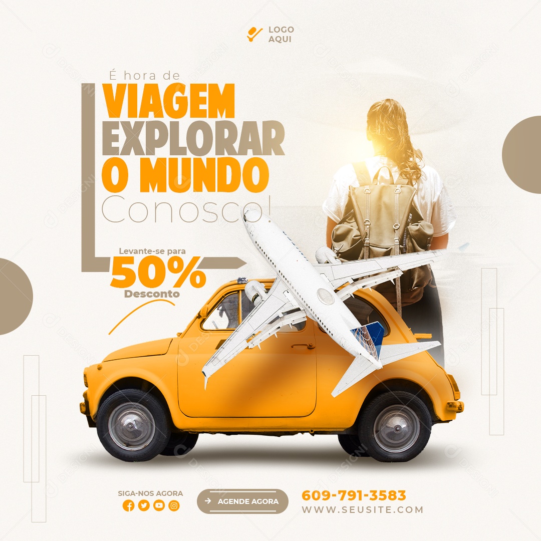 Explore o Mundo Conosco Social Media PSD Editável